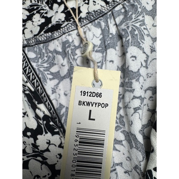 MAX STUDIO Black White Floral Print Button Front Midi Dress Size L - Picture 8 of 11